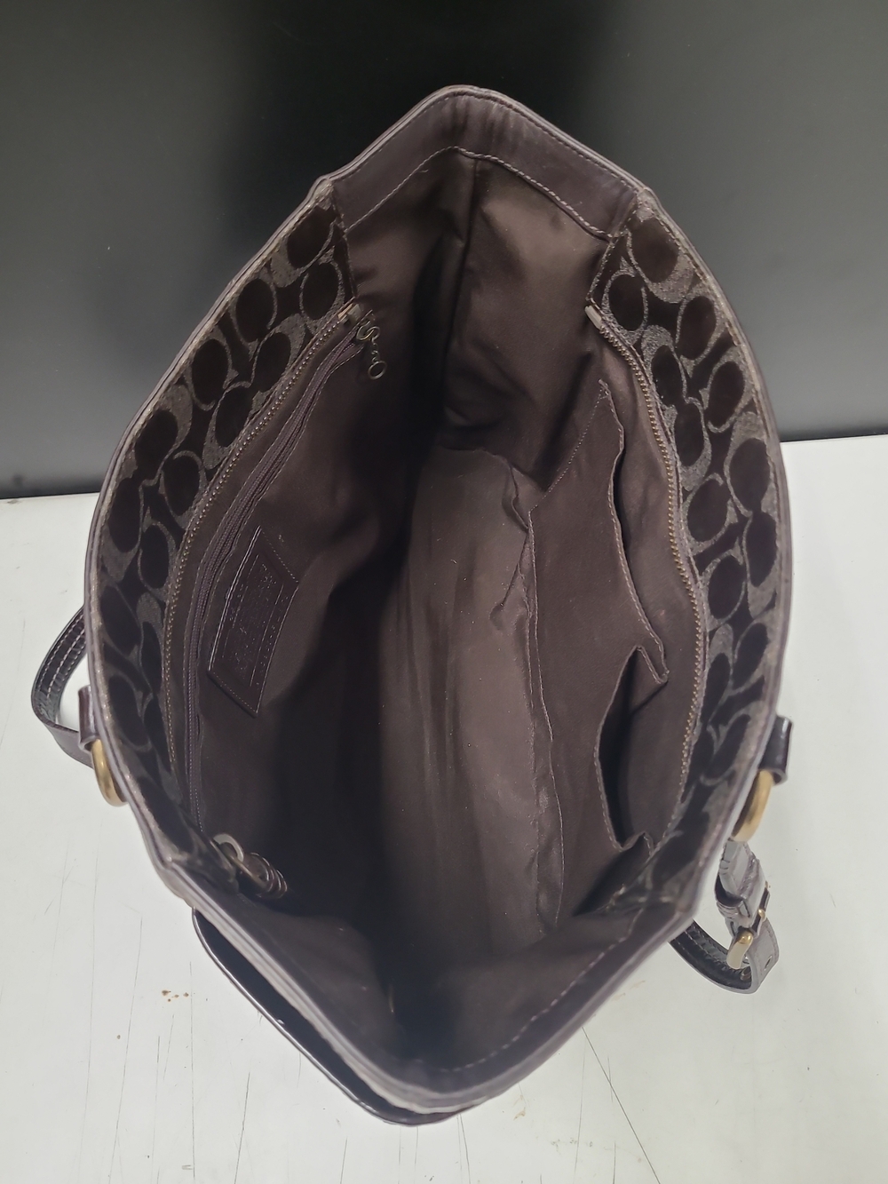 Coach Brown Lurex Jacquard Leather Signature Tote Bag Coach Brown H0867-F12853 - Picture 10 of 16